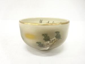 九谷焼　栄峰造　色絵　風景　茶碗(保護箱付)